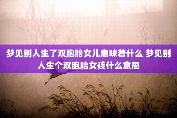 梦见别人生了双胞胎女儿意味着什么 梦见别人生个双胞胎女孩什么意思