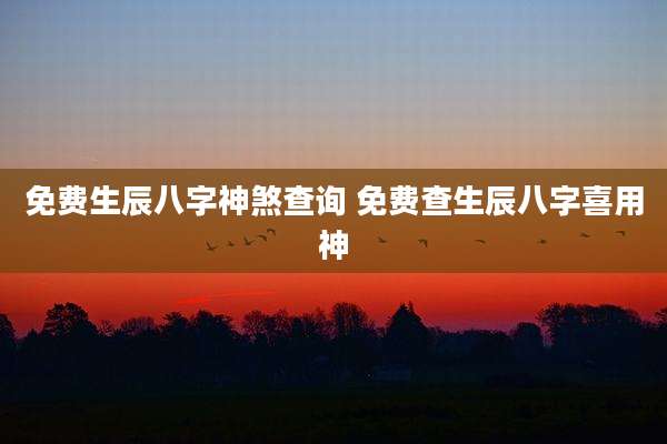 免费生辰八字神煞查询 免费查生辰八字喜用神