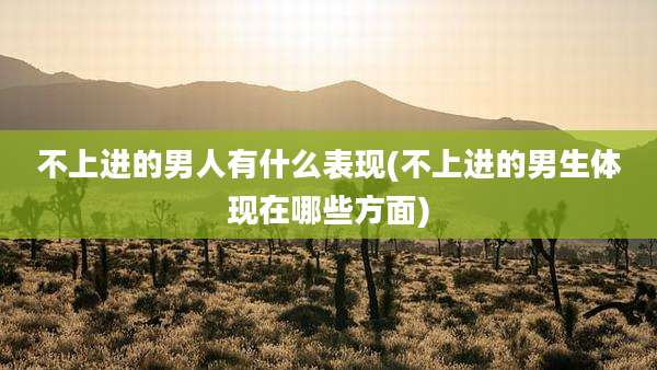 不上进的男人有什么表现(不上进的男生体现在哪些方面)