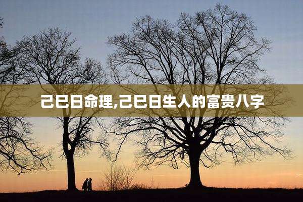 己巳日命理,己巳日生人的富贵八字