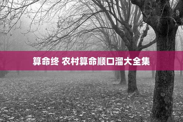 算命终 农村算命顺口溜大全集