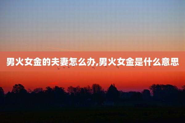 男火女金的夫妻怎么办,男火女金是什么意思