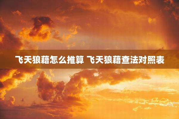 飞天狼藉怎么推算 飞天狼藉查法对照表