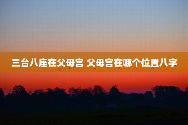 三台八座在父母宫 父母宫在哪个位置八字