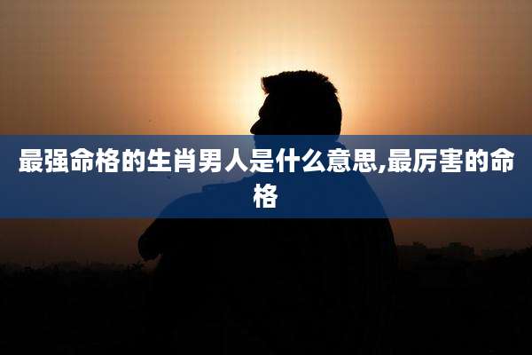 最强命格的生肖男人是什么意思,最厉害的命格