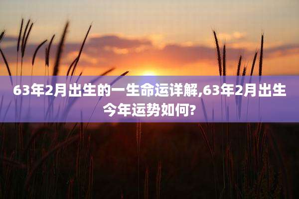 63年2月出生的一生命运详解,63年2月出生今年运势如何?