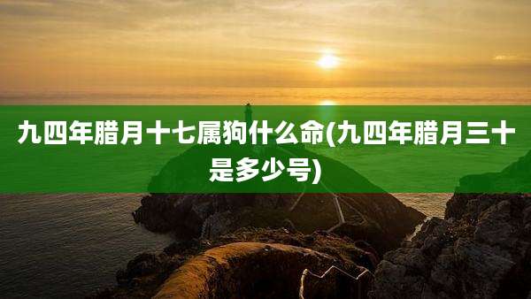 九四年腊月十七属狗什么命(九四年腊月三十是多少号)