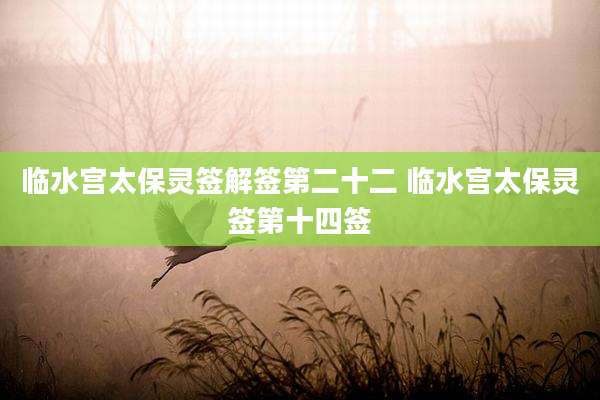 临水宫太保灵签解签第二十二 临水宫太保灵签第十四签