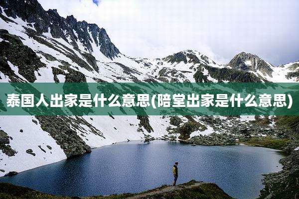 泰国人出家是什么意思(陪堂出家是什么意思)