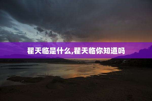翟天临是什么,翟天临你知道吗