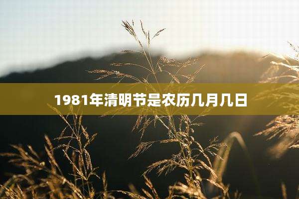 1981年清明节是农历几月几日