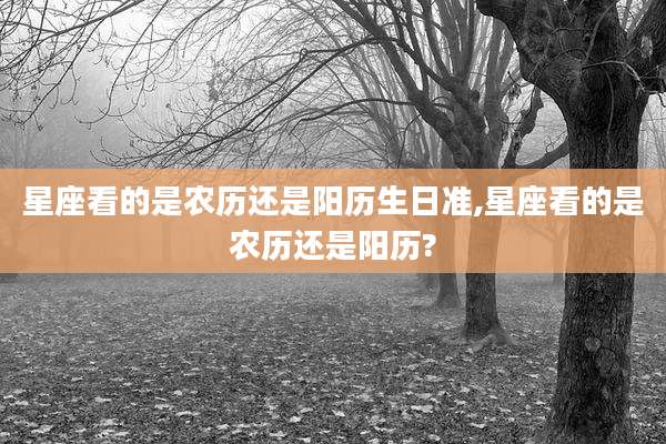 星座看的是农历还是阳历生日准,星座看的是农历还是阳历?
