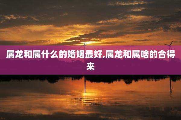 属龙和属什么的婚姻最好,属龙和属啥的合得来