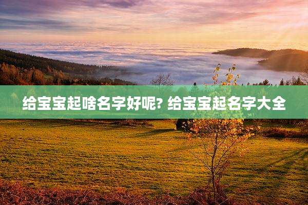 给宝宝起啥名字好呢? 给宝宝起名字大全