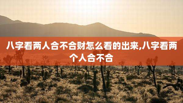 八字看两人合不合财怎么看的出来,八字看两个人合不合