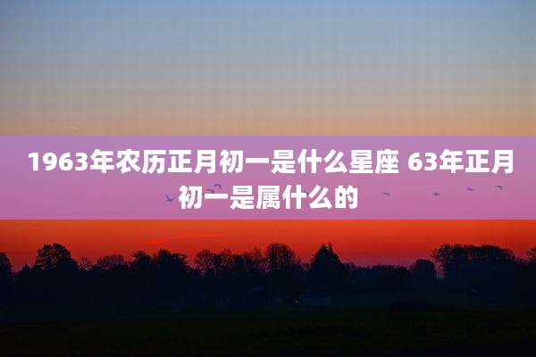 1963年农历正月初一是什么星座 63年正月初一是属什么的
