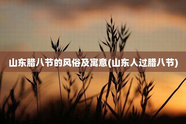 山东腊八节的风俗及寓意(山东人过腊八节)