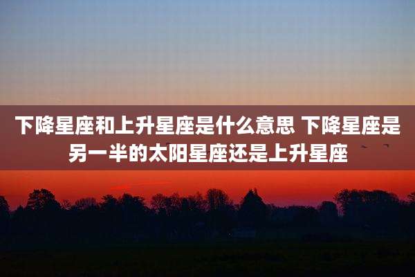 下降星座和上升星座是什么意思 下降星座是另一半的太阳星座还是上升星座