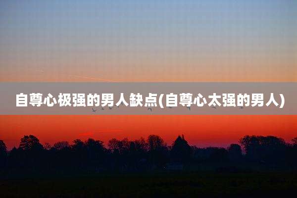 自尊心极强的男人缺点(自尊心太强的男人)