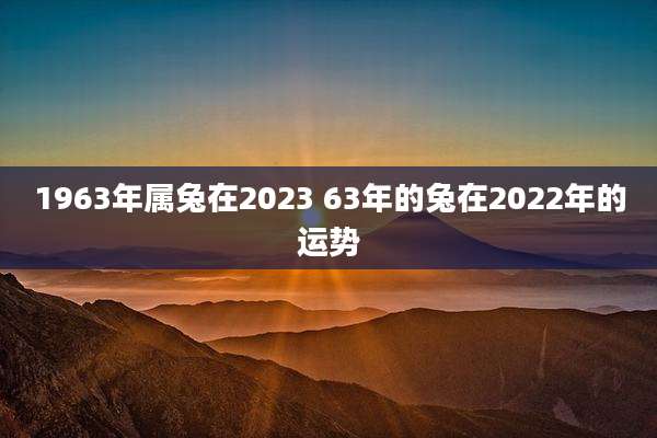 1963年属兔在2023 63年的兔在2022年的运势