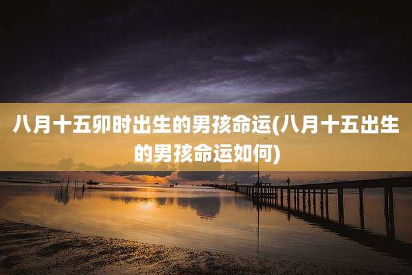 八月十五卯时出生的男孩命运(八月十五出生的男孩命运如何)