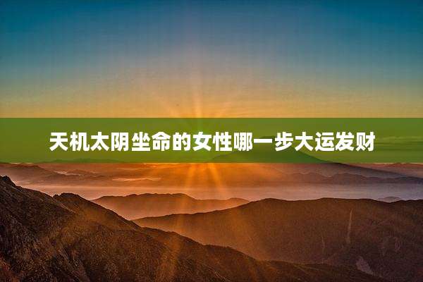 天机太阴坐命的女性哪一步大运发财