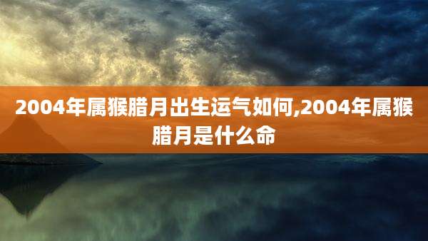 2004年属猴腊月出生运气如何,2004年属猴腊月是什么命