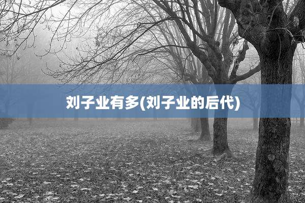 刘子业有多(刘子业的后代)