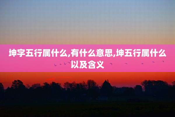 坤字五行属什么,有什么意思,坤五行属什么以及含义