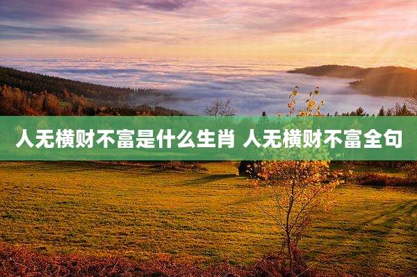 人无横财不富是什么生肖 人无横财不富全句