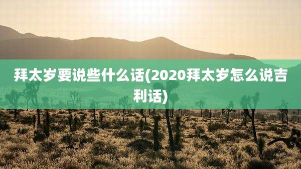 拜太岁要说些什么话(2020拜太岁怎么说吉利话)