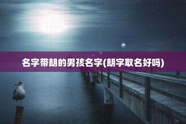 名字带朗的男孩名字(朗字取名好吗)