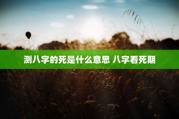 测八字的死是什么意思 八字看死期
