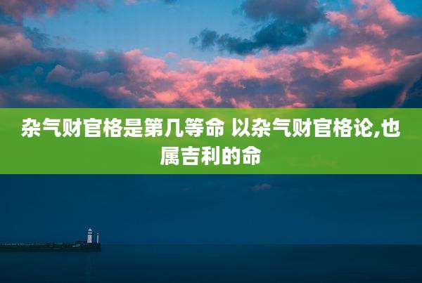 杂气财官格是第几等命 以杂气财官格论,也属吉利的命