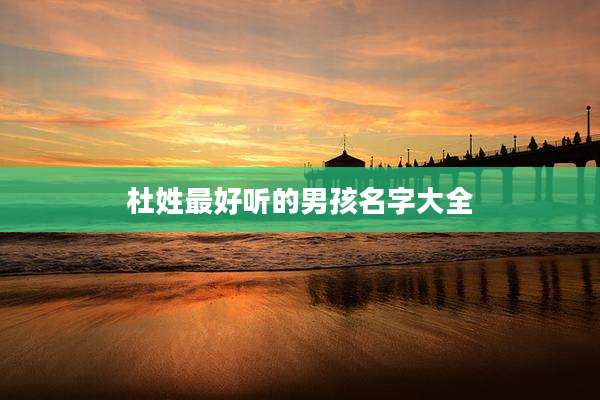 杜姓最好听的男孩名字大全
