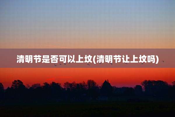 清明节是否可以上坟(清明节让上坟吗)