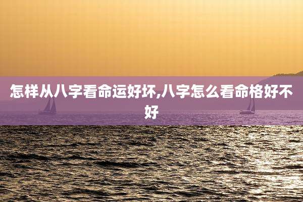 怎样从八字看命运好坏,八字怎么看命格好不好