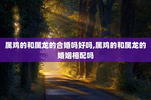 属鸡的和属龙的合婚吗好吗,属鸡的和属龙的婚姻相配吗
