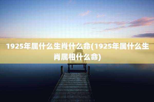 1925年属什么生肖什么命(1925年属什么生肖属相什么命)