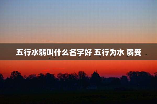五行水弱叫什么名字好 五行为水 弱受