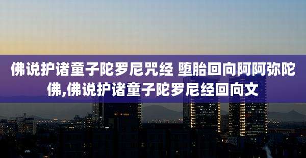 佛说护诸童子陀罗尼咒经 堕胎回向阿阿弥陀佛,佛说护诸童子陀罗尼经回向文
