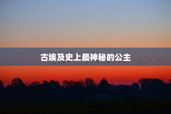古埃及史上最神秘的公主