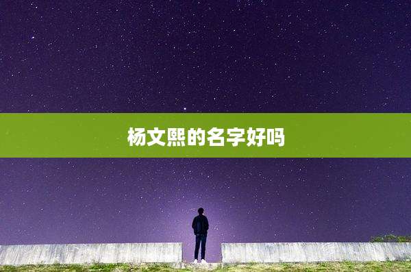 杨文熙的名字好吗