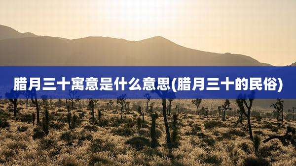 腊月三十寓意是什么意思(腊月三十的民俗)