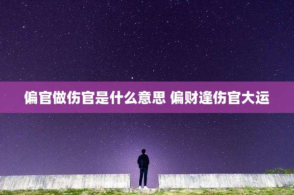 偏官做伤官是什么意思 偏财逢伤官大运