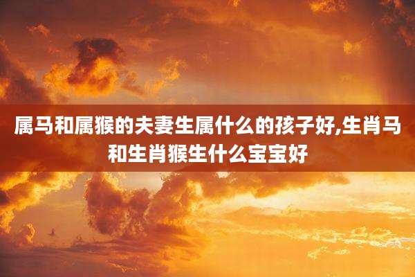 属马和属猴的夫妻生属什么的孩子好,生肖马和生肖猴生什么宝宝好