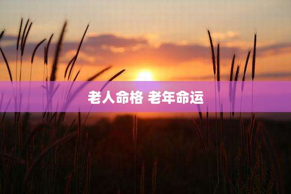 老人命格 老年命运