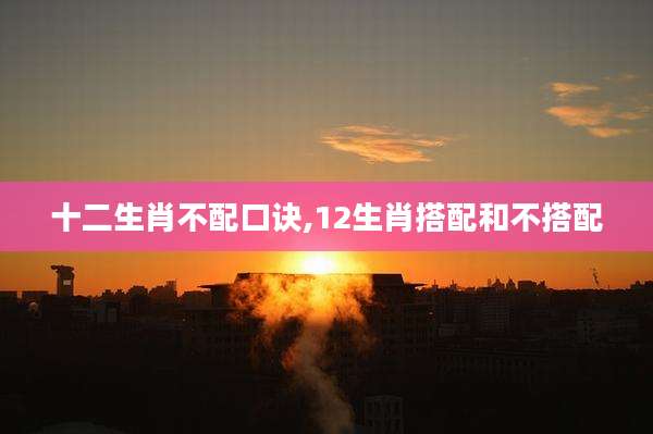 十二生肖不配口诀,12生肖搭配和不搭配