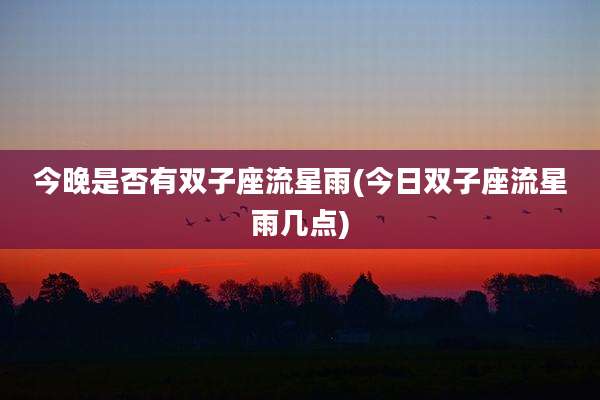 今晚是否有双子座流星雨(今日双子座流星雨几点)