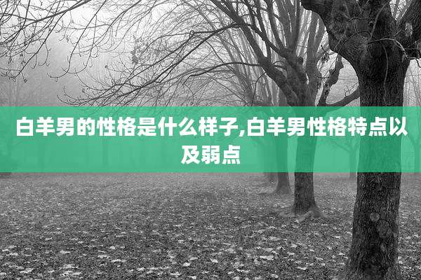 白羊男的性格是什么样子,白羊男性格特点以及弱点